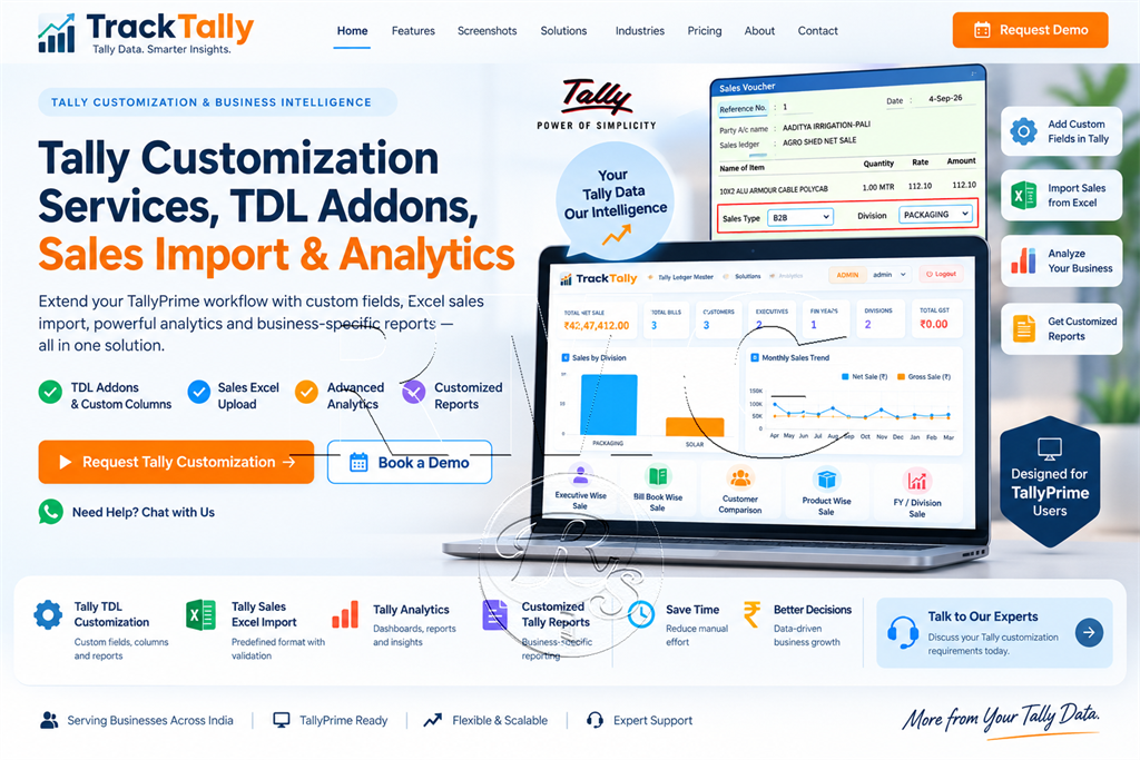 Tally Customization Services and TrackTally sales analytics home platform